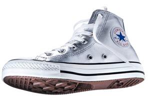 converse argenté haute